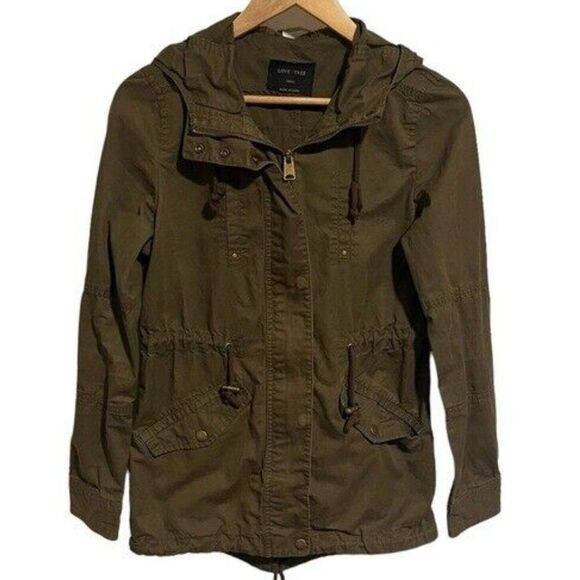 Eden Society Olive Green Jacket Long Sleeve Full Zip Cargo Utility Size Medium - Picture 1 of 9